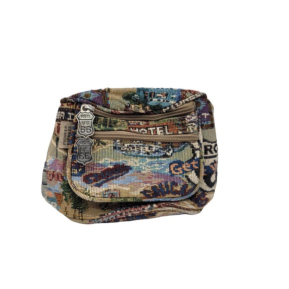 Pioneer Express Handbags - VTG Pioneer Express Route 66 Tapestry Fanny Pack Belt Bag Sling Bag Multicolor